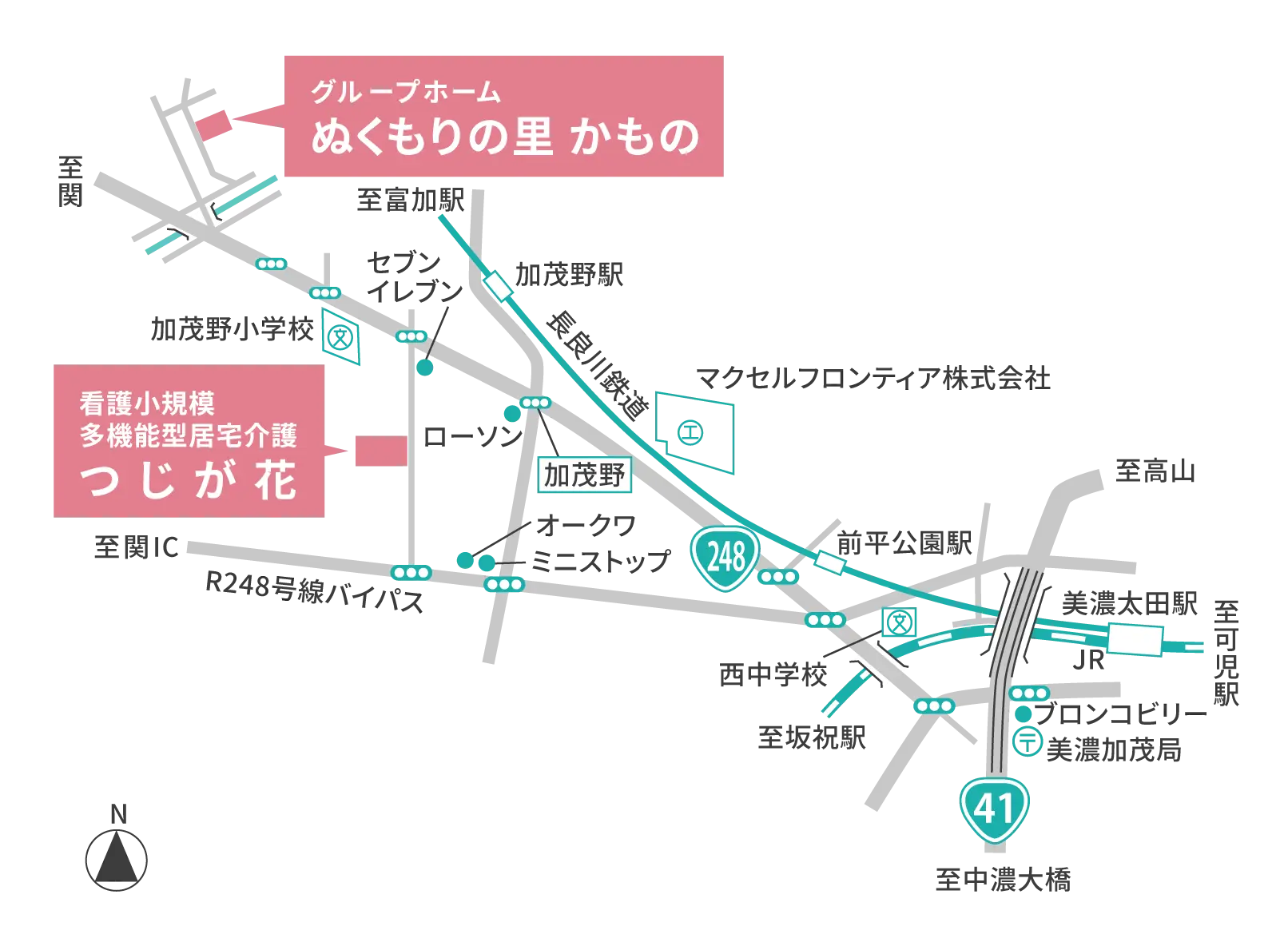 ループホームぬくもりの里かもの地図